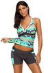 Sexy Green Tone Multicolor Two Pieces Tankini Set